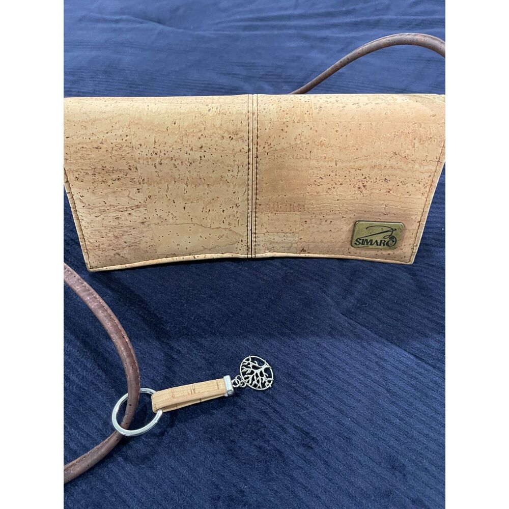 Simaro Natural Cork Crossbody Bag Purse Tan Made in Portugal Flap Wallet Clutch